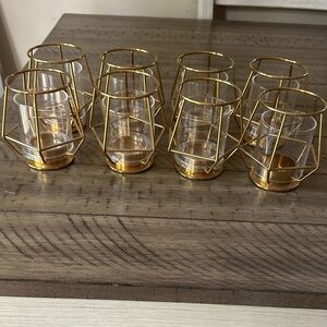 Elegant Gold Wire Candle Holders Set